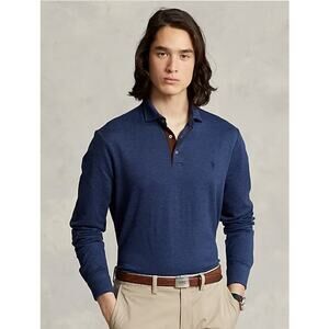 Ralph Lauren Custom Slim Fit Jacquard Knit Long Sleeve Polo M Elevated Preppy